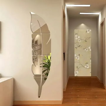 Wall Crafts Acrylic Mirror Wall Leaf | 3d Wall Decoration Piece for Home Decor, Living Room and Bedrooms
