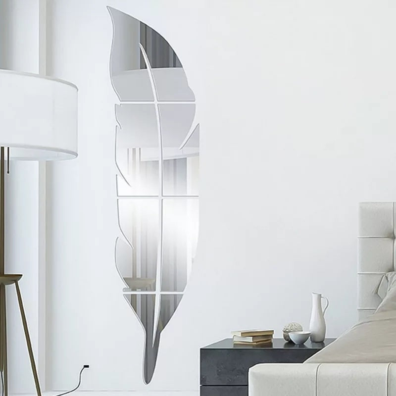 Wall Crafts Acrylic Mirror Wall Leaf | 3d Wall Decoration Piece for Home Decor, Living Room and Bedrooms