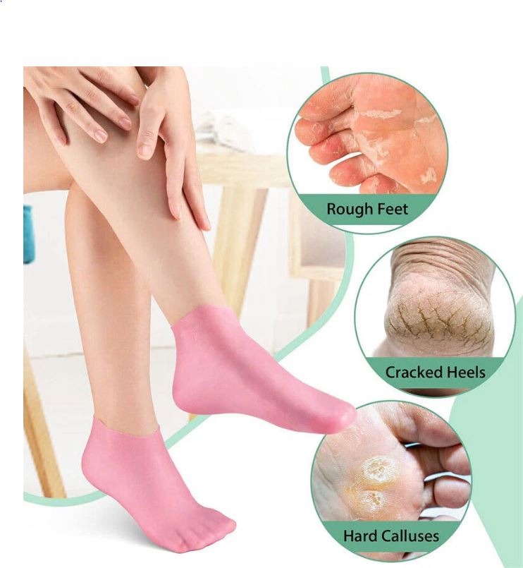 Silicone Elastic Moisturizing Foot Socks, Spa Massage Moisturizing Gel Socks for Dry Cracked Feet