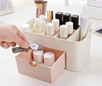 Plastic Makeup Storage Box With Small Drawer For Bathroom, Organizer Drawers, Makeup Brush Organizer Space- Saving Space Storage Box