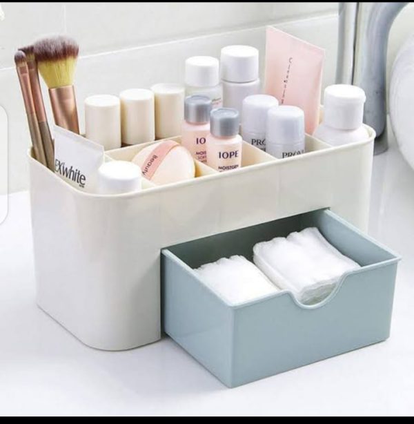 Plastic Makeup Storage Box With Small Drawer For Bathroom, Organizer Drawers, Makeup Brush Organizer Space- Saving Space Storage Box